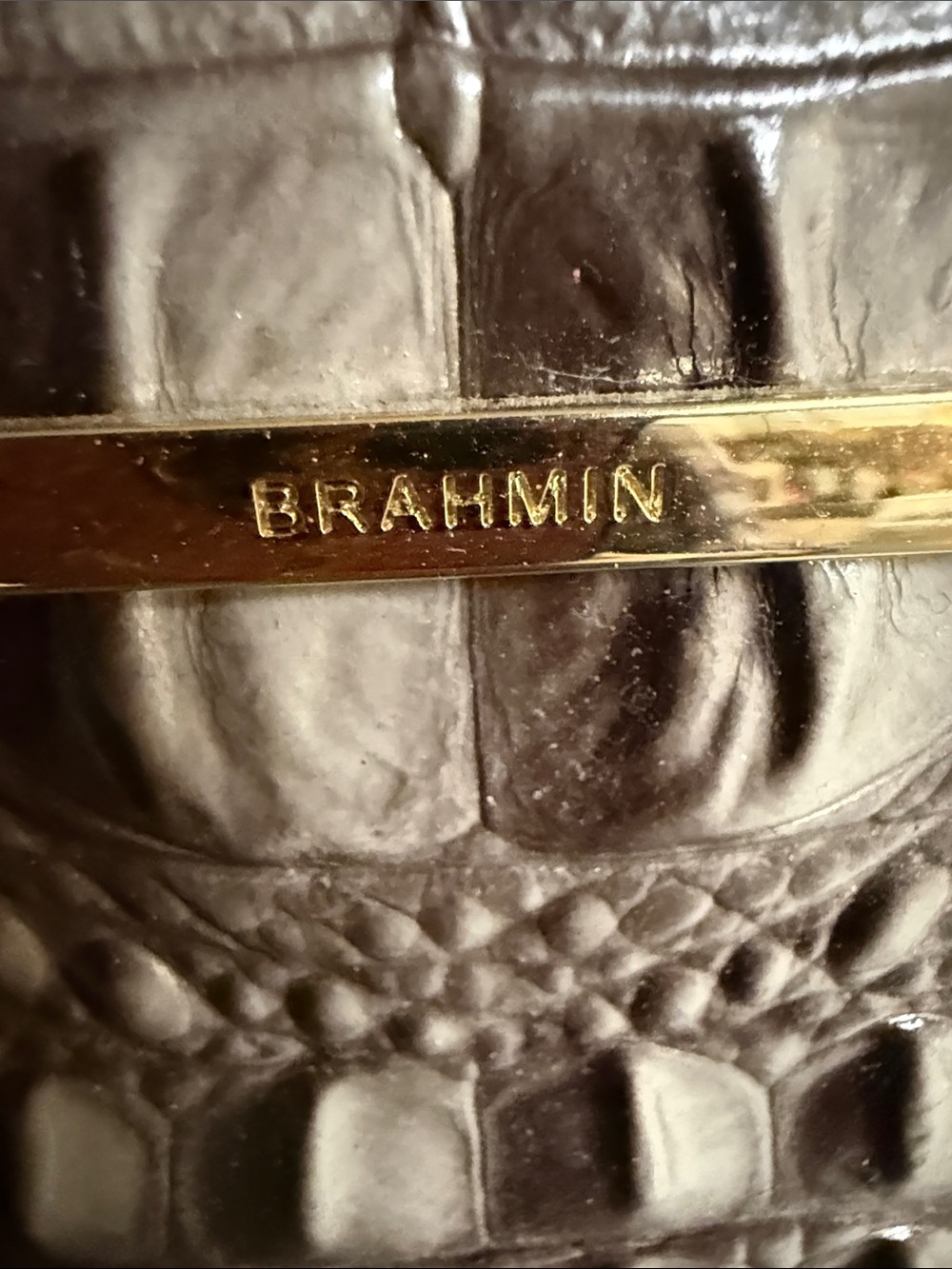 Brahmin Asher Shoulder Bag in Taupe with Cream Bow Charm - Picture 2 of 16